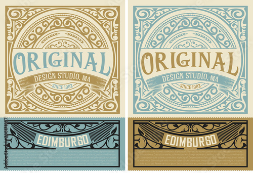 Vintage wine label with heraldic shield. Vector layered
