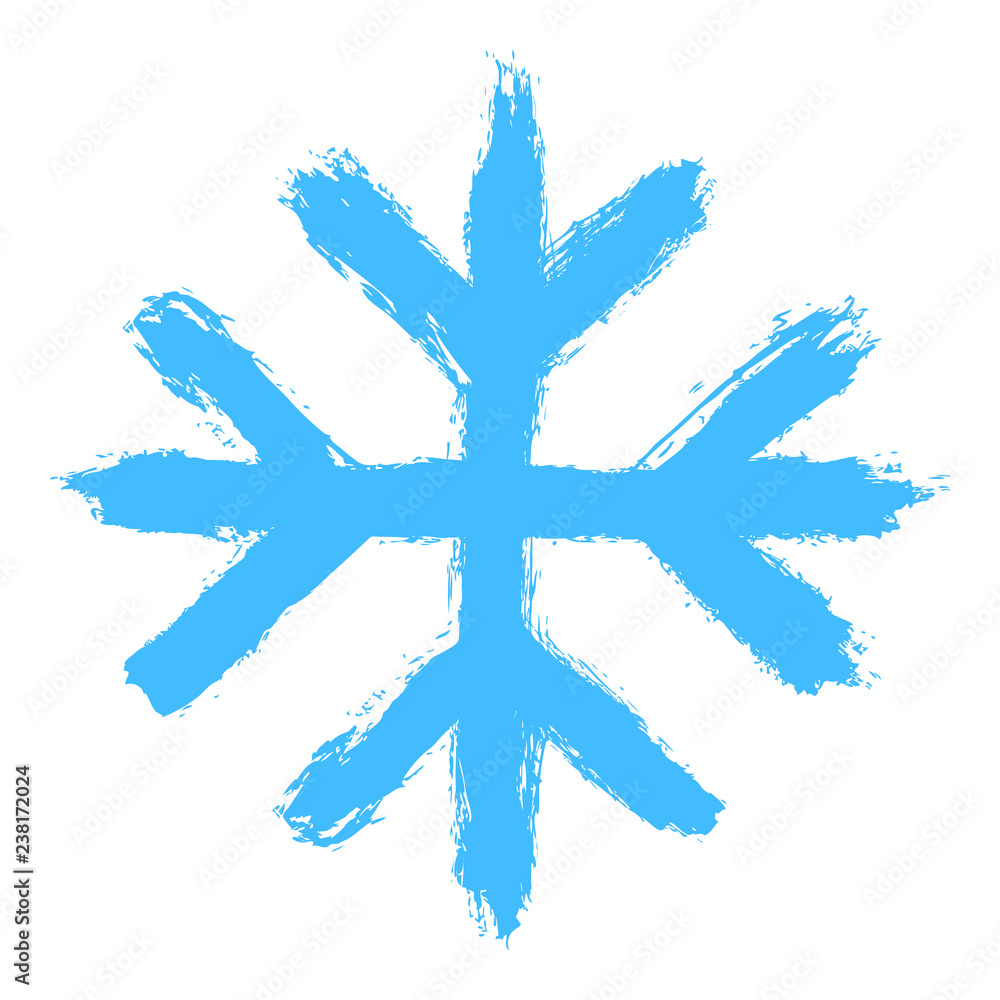 Snowflake 06 from set 05. Drawing of a snow flake painted by hand bold brushstroke Snowflake 06 from set 05. Drawing of a snow flake painted by hand bold brushstroke
