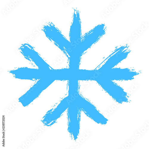 Snowflake 06 from set 05. Drawing of a snow flake painted by hand bold brushstroke