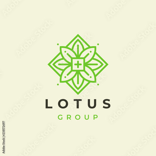 Simple and graceful floral logotype design template, Elegant line art logo design, vector illustration