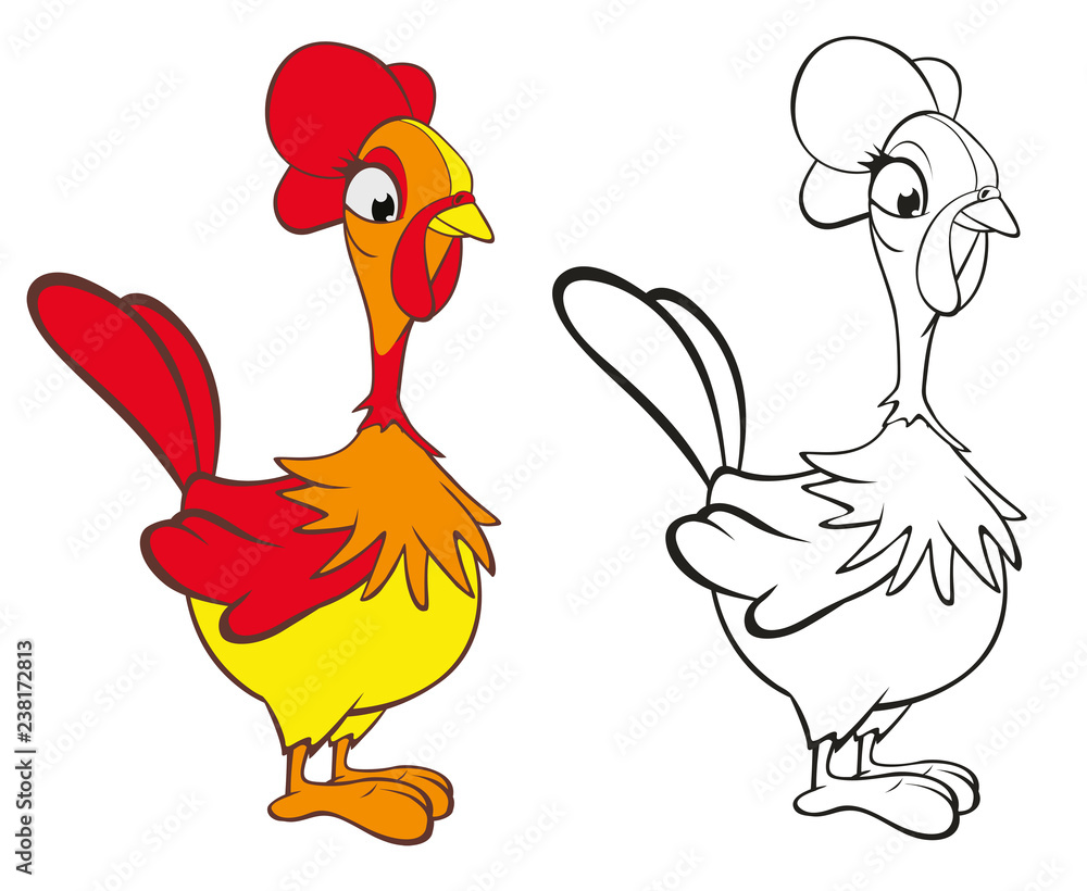 Illustration of a Cute Little Chicken Cartoon Character. Coloring Book Stock Vector | Adobe Stock Illustration of a Cute Little Chicken Cartoon Character. Coloring Book Stock Vector | Adobe Stock
