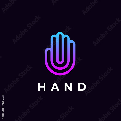 Modern stylized hand line logo