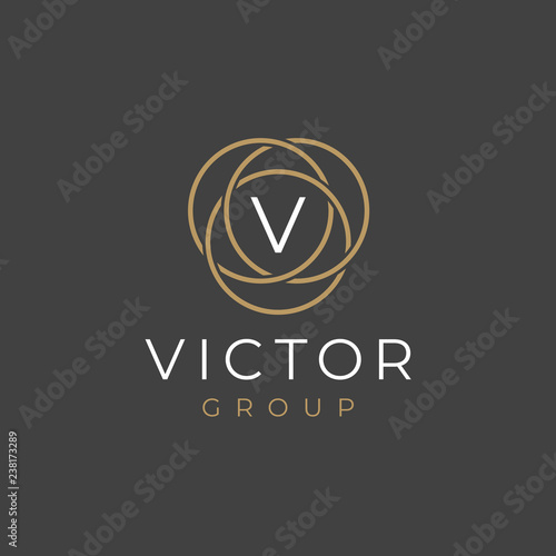 Premium Letter V Logo Design Luxury Linear Circle Monogram Abstract Logotype Creative Elegant Vector Symbol Stock Vector Adobe Stock