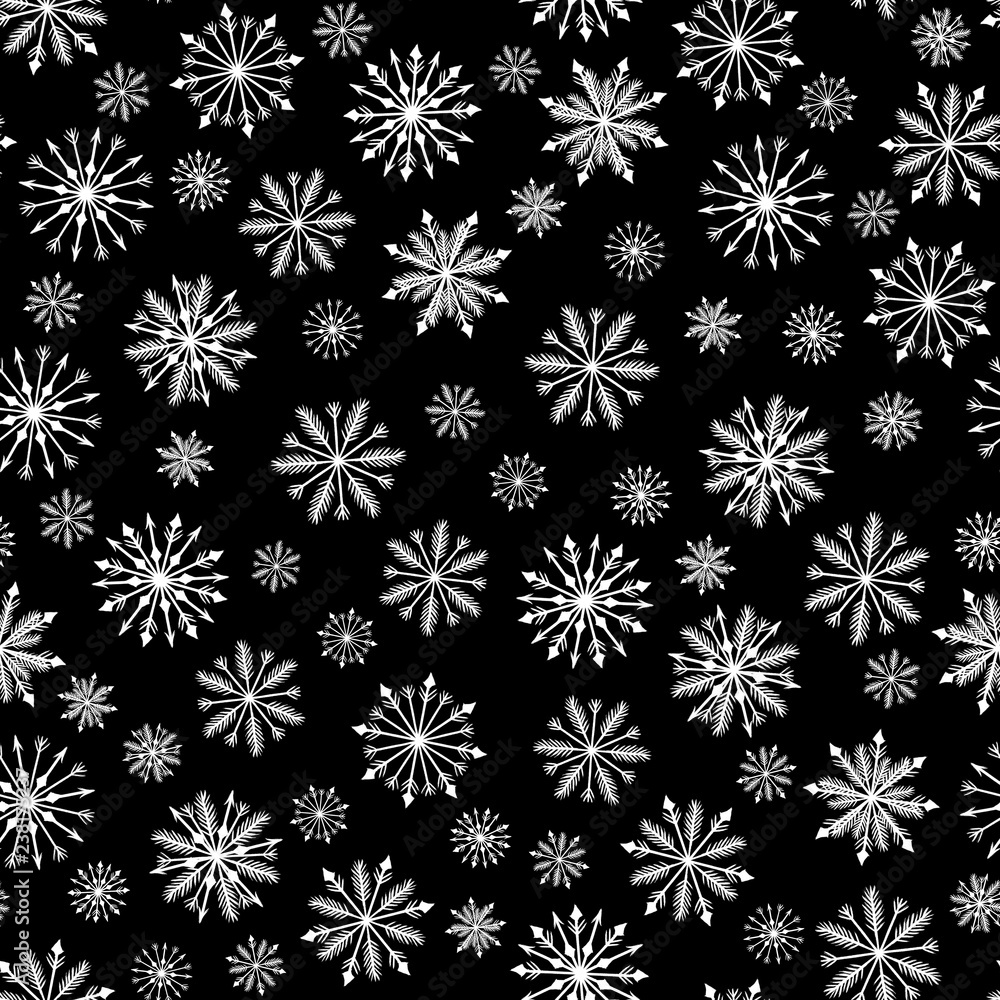 Winter snowdrops seamless pattern on black background Winter snowdrops seamless pattern on black background