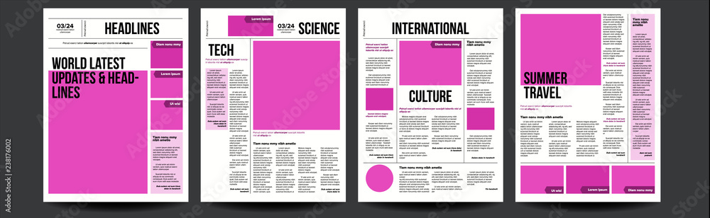 Newspaper Vector. With Text Article Column Design. Technology And ...