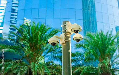 video surveilance camera for recording and safety in the city photo