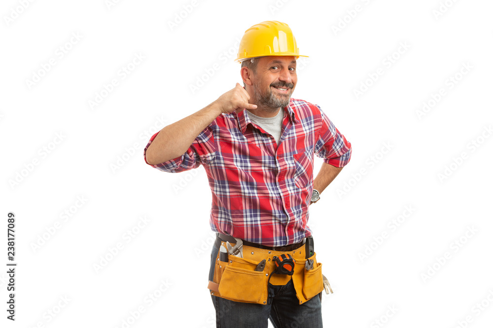 Constructor doing call me gesture. Constructor doing call me gesture.