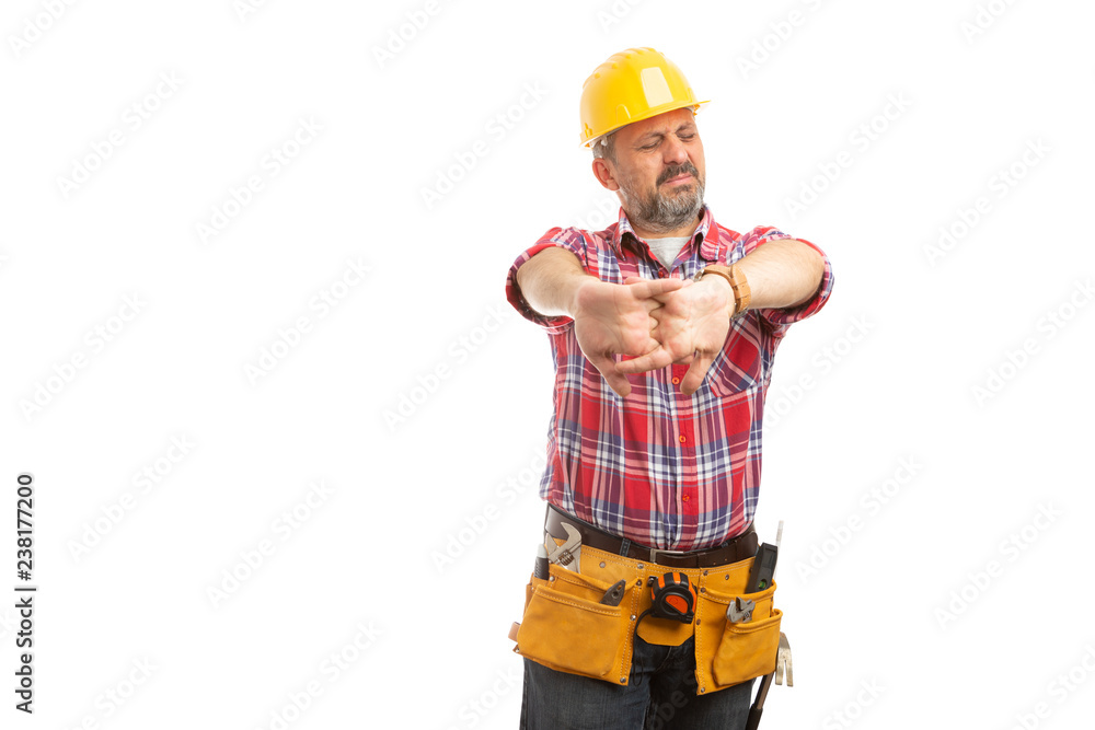 Builder cracking joints as preparing. Builder cracking joints as preparing.