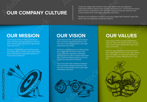 Company profile template with mission, vision and values