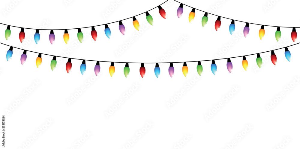 colorful christmas fairy lights isolated on white background vector illustration EPS10