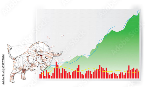 Bullish symbols on stock market vector illustration. vector Forex or commodity charts, on abstract background. The symbol of the the bull. The growing  market.