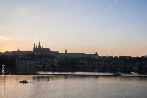 A view of River Vltava at sunset
