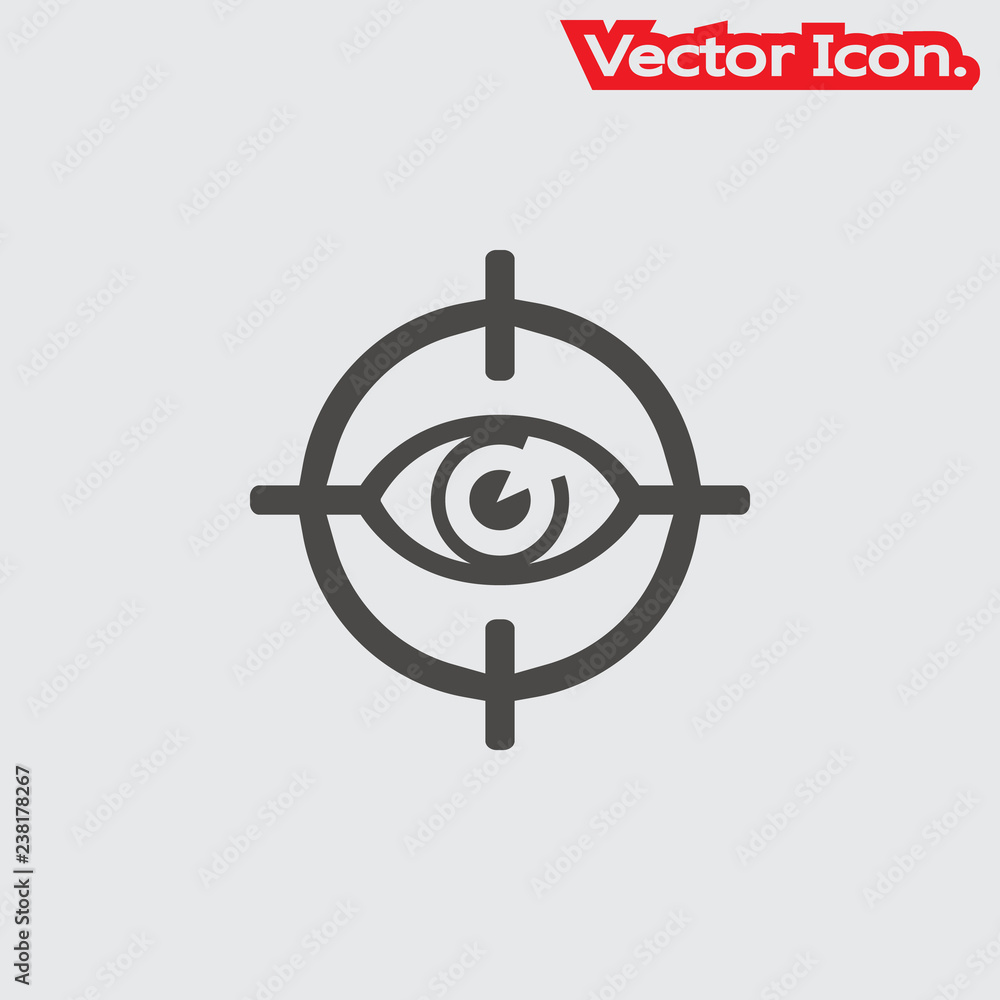 Eye target icon isolated sign symbol and flat style for app, web and digital design. Vector illustration. Eye target icon isolated sign symbol and flat style for app, web and digital design. Vector illustration.