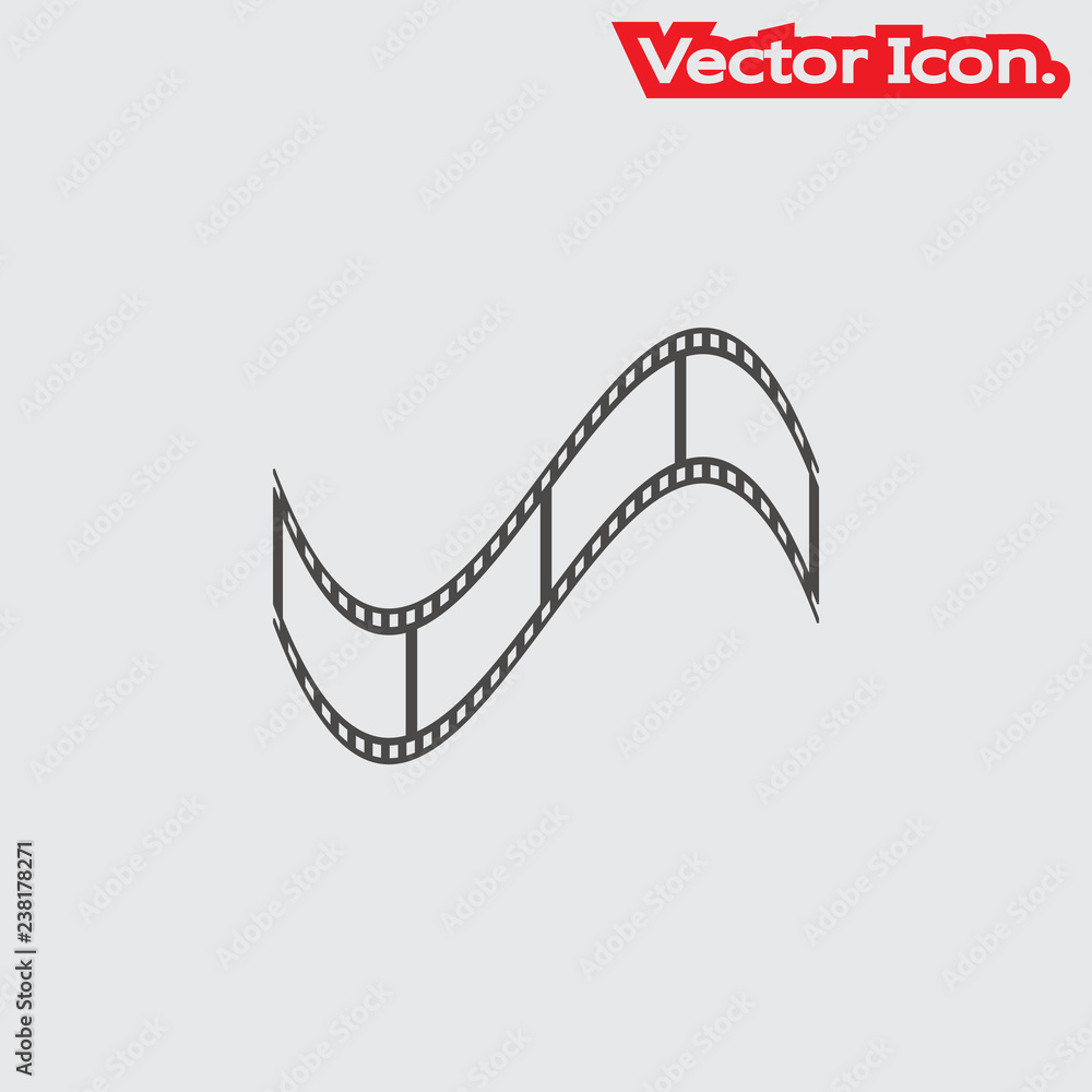 Fototapeta premium Film reel icon isolated sign symbol and flat style for app, web and digital design. Vector illustration.