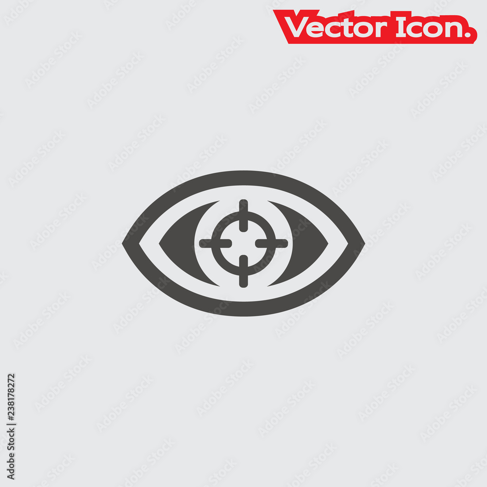Eye target icon isolated sign symbol and flat style for app, web and digital design. Vector illustration. Eye target icon isolated sign symbol and flat style for app, web and digital design. Vector illustration.
