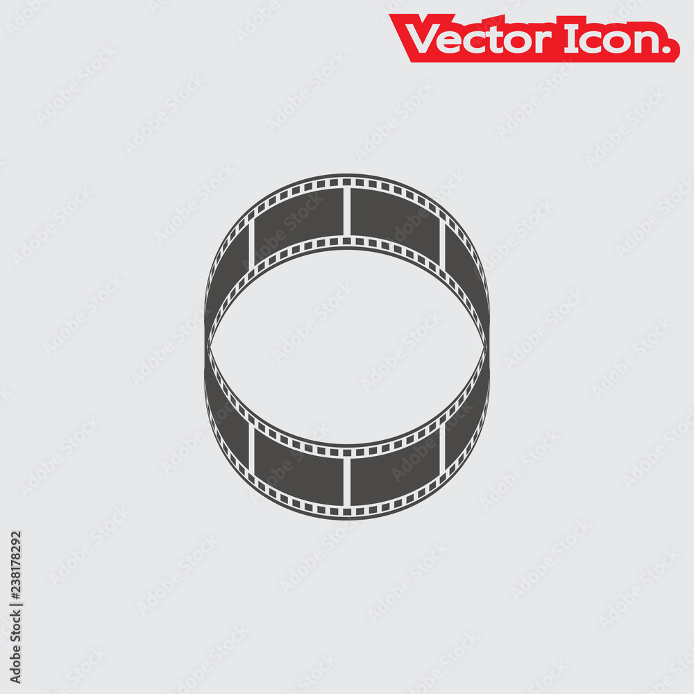 Film reel icon isolated sign symbol and flat style for app, web and digital design. Vector illustration.