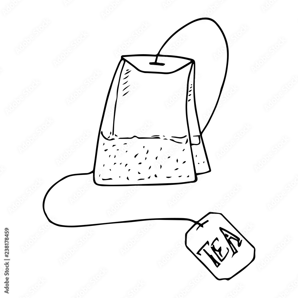 Teabag icon. Vector illustration tea bag for tea leaves. Hand drawn tea bag.  Stock Vector | Adobe Stock