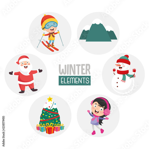 Vector Illustration Of Winter Elements