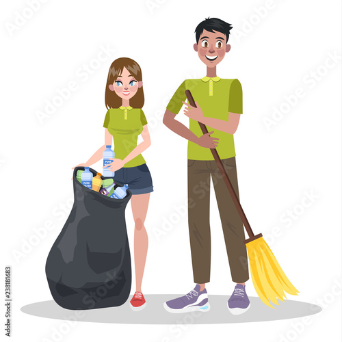 Group of volunteer collect garbage and rubbish