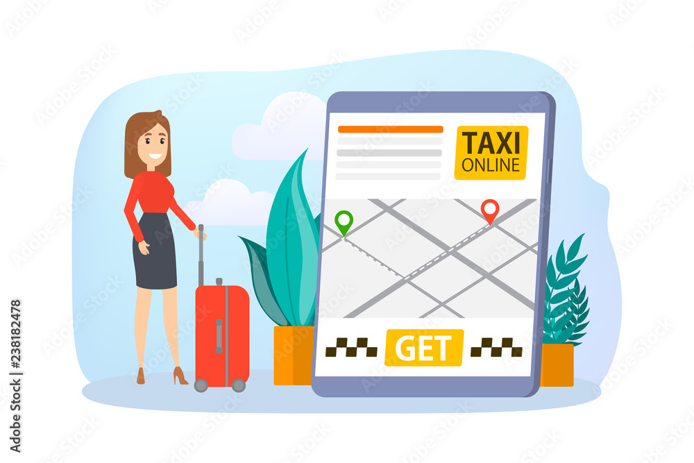 Taxi booking online. Order car in mobile phone