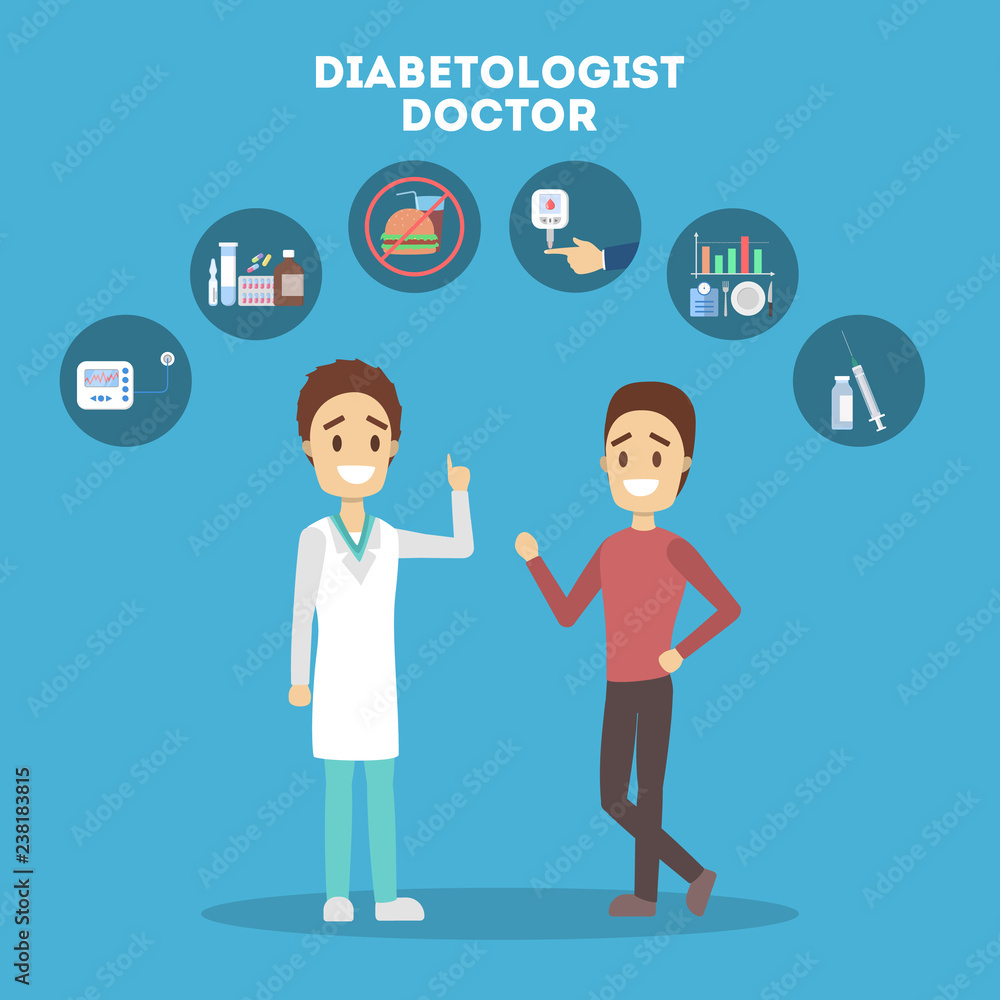 Patient on consultation with doctor. Diabetic treatment Patient on consultation with doctor. Diabetic treatment