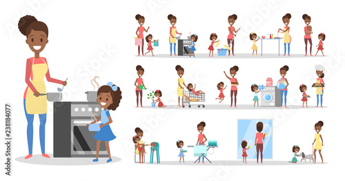 Woman clean home and doing a housework