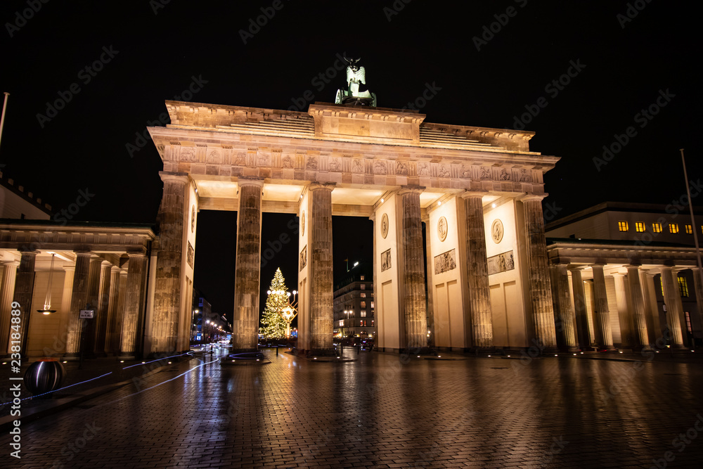 Obraz premium Das berühmte Brandenburger Tor in Berlin - Rückansicht 