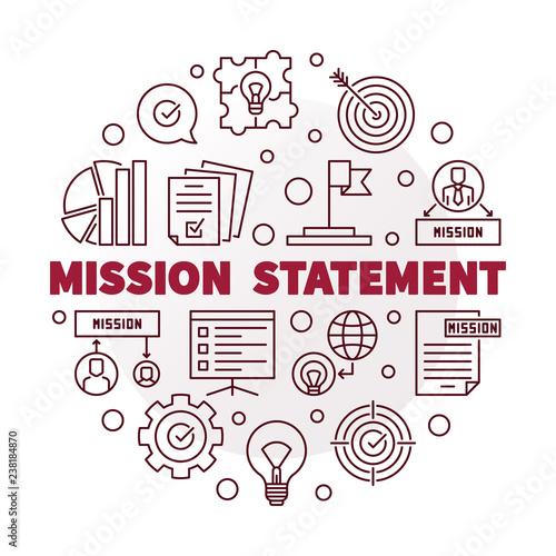 Vector Mission Statement round red minimal illustration in thin line style