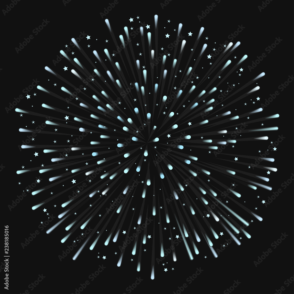 Fototapeta premium Firework on night background, anniversary bursting fireworks