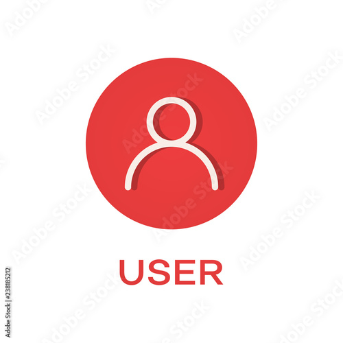 User round flat icon, man symbol