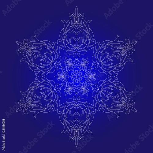 Isolated outline of the ornament in the form of a mandala. Vintage mandala, elements in floral style.