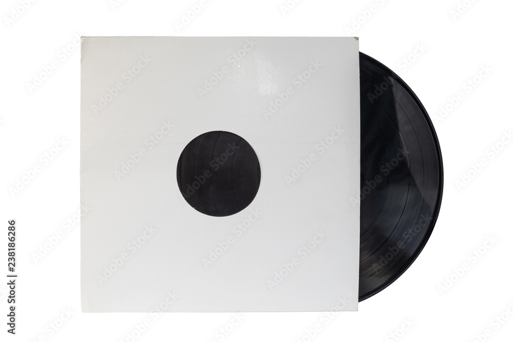 12-inch 33 1/3 rpm LP vinyl record in a old white paper case. Isolated on  white background. Stock 写真 | Adobe Stock