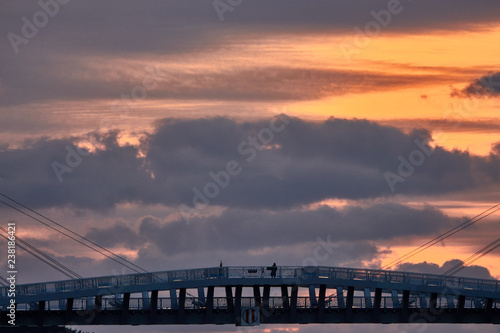 Bridge And Sunset Landscape In Korea