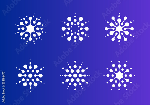 Set of Abstract circle vector icon. Dotted logo template. Unusual circles geometric shape. Abstract vector dots symbols collection. Vectors.