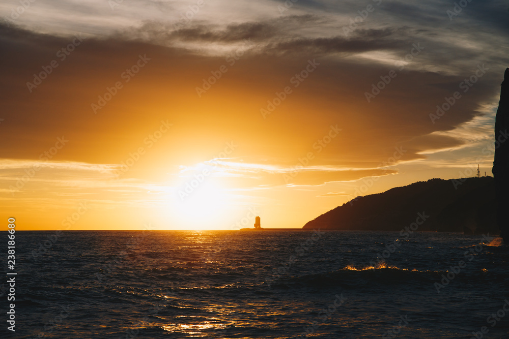 Obraz premium Sunset sea landscape in California