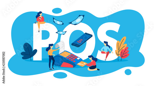 POS terminal for payment by credit card.