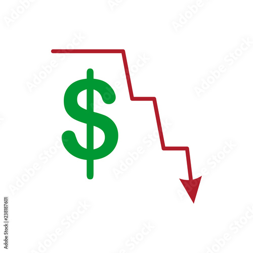 Vector dollar decreasing sign icon symbol
