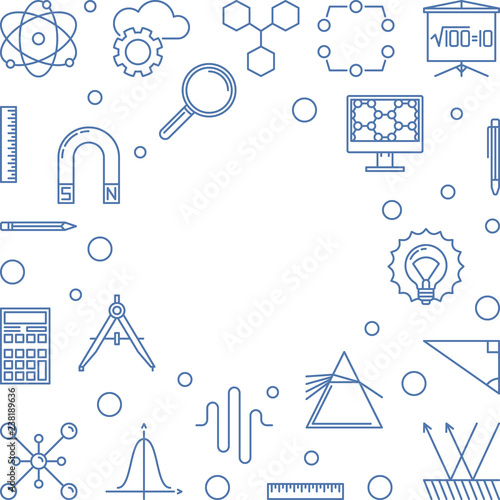 STEM frame with white background. Vector education concept illustration in thin line style