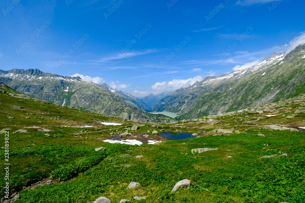 Switzerland mountain summer landscape near Gimsel pass