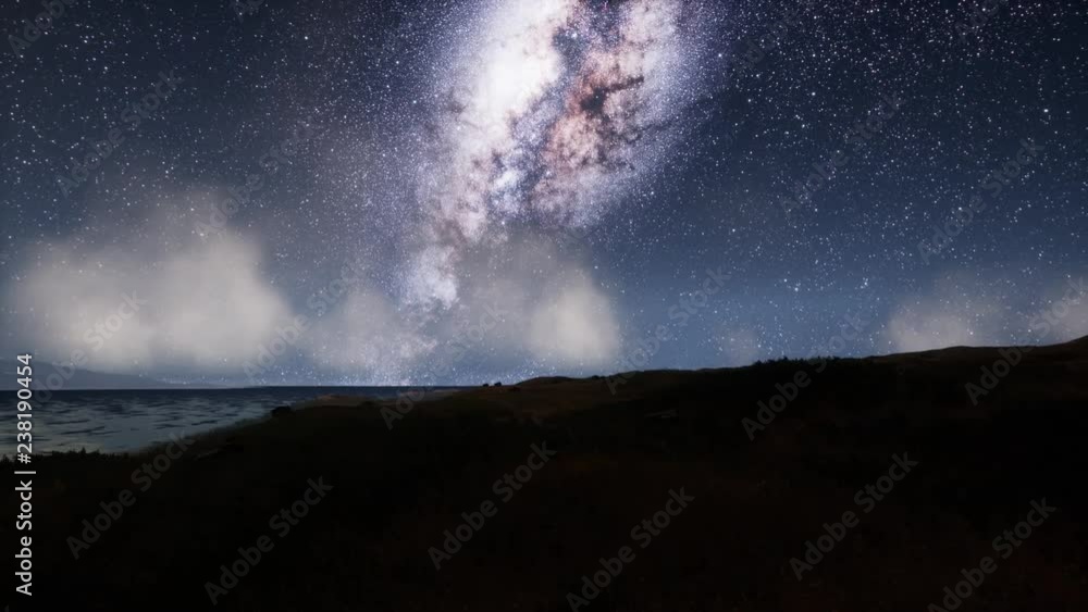 Milk Way stars above the lake at night Milk Way stars above the lake at night