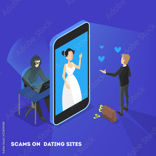 Online dating app. Virtual relationship and love.