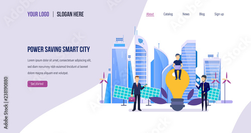 Power saving smart city. High-rise buildings, skyscrapers, business centers.