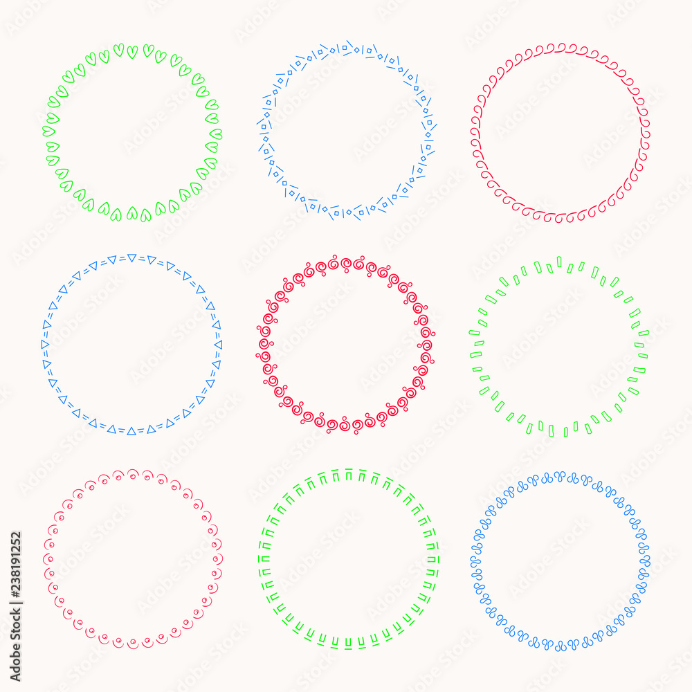 Collection of vector graphic circle frames. Wreaths for design Collection of vector graphic circle frames. Wreaths for design