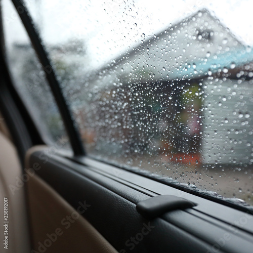 rain drop on window vehicle car