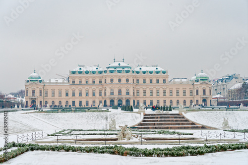 Photography Belvedere palace at winter with snow, Vianna Austria