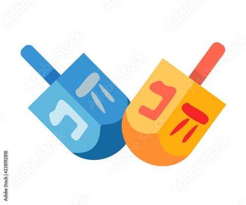 Traditional quadrangle toy for kids - dreidel, for games in Hanukkah.