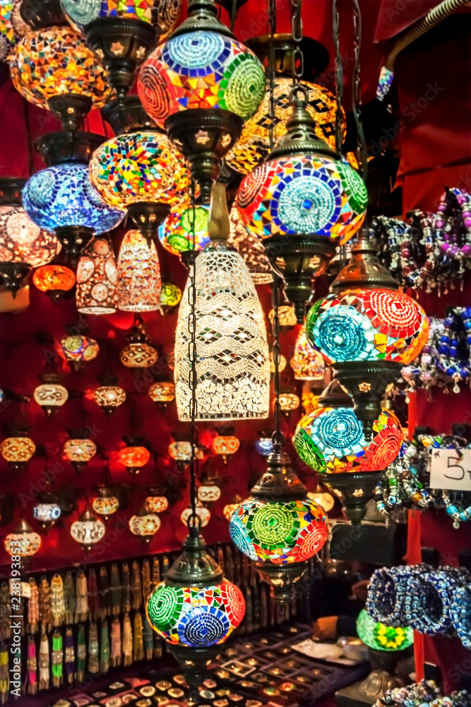 Turkish traditional lanterns, lamps Grand bazaar Istanbul