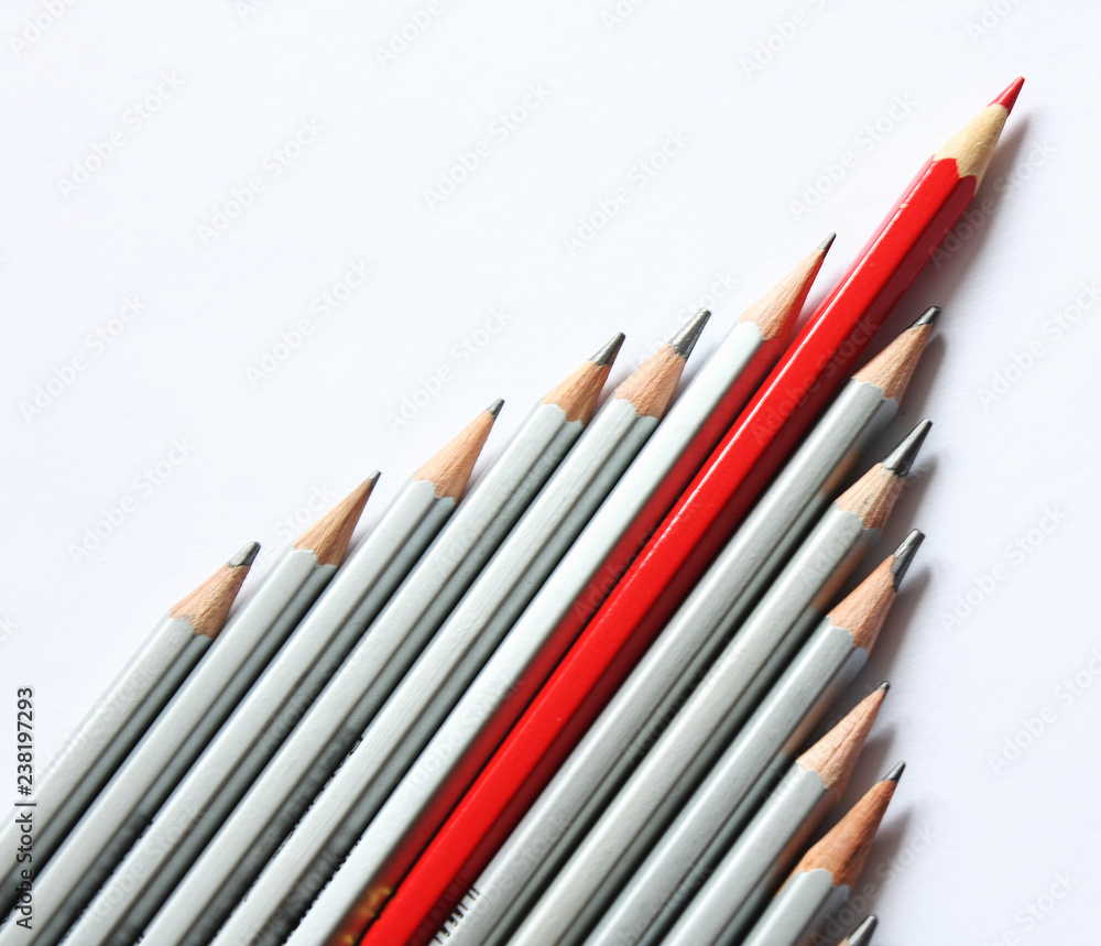 Pencils concept with red pencil Pencils concept with red pencil