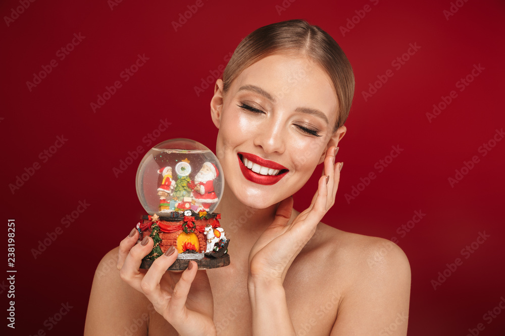 Beauty portrait of a cheerful pretty young topless woman Beauty portrait of a cheerful pretty young topless woman