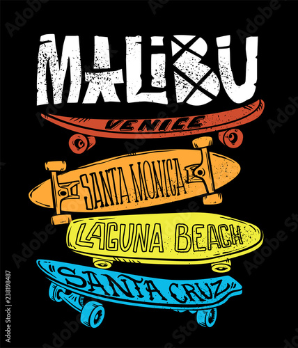 Skateboard graphic for t-shirt print and other uses
